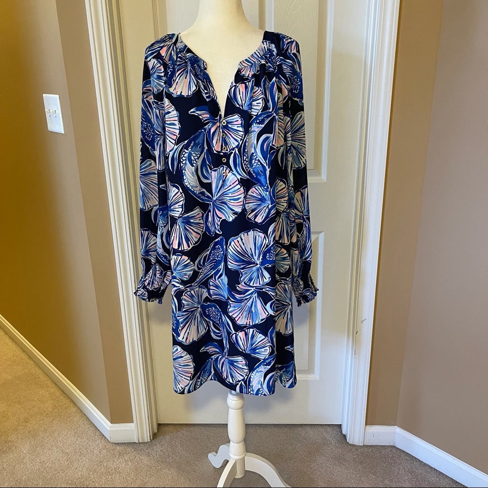 Lilly Pulitze Ginko Navy Blue Tunic Dress XL